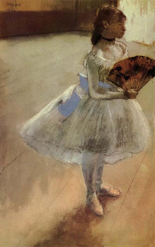 Edgar Degas The actress holding fan oil painting picture